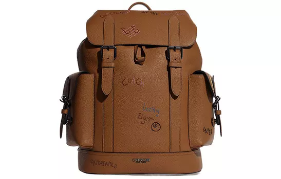 COACH Рюкзак-туба из кожи Diary Embroidery Collaboration, мужской, коричневый