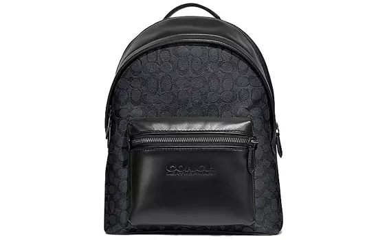COACH Рюкзак-тубы Charter из холщовой ткани с покрытием и телячьей кожей, мужские, черные, с монограммой