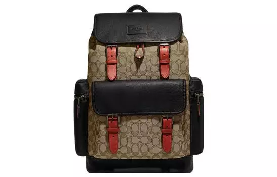 COACH Рюкзак-тубы Sprint из жаккардовой кожи с телячьей кожей, мужские, цвета хаки и черный