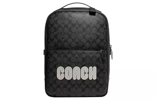 COACH Рюкзак Westway из плотной парусины с гладкой телячьей кожей, большого размера, унисекс, черный