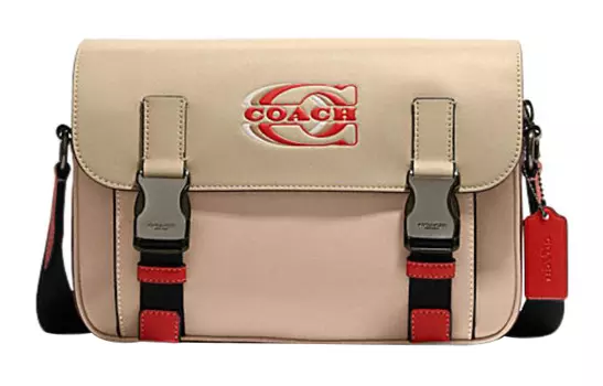 COACH Спортивная сумка через плечо из коровьей кожи, обычная мужская, бежевого цвета