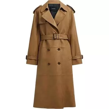 COACH SS24 Кожаная куртка женская темно-бежевого цвета