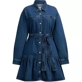 COACH SS24 Женское платье с длинными рукавами, темно-синее
