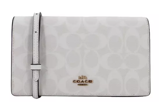 COACH Сумка Anna Canvas с кожаным клапаном на одно плечо, женская сумка через плечо, Glacier White