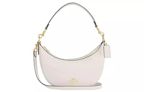 COACH Сумка Aria из коровьей кожи с полумесяцем, среднего размера, женская, золотисто-мелово-белая