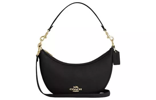 COACH Сумка Aria Leather Crescent, сумка через плечо, среднего размера, женская, черная