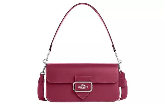 COACH Сумка-багет Morgan Premium из телячьей кожи, портативная сумка через плечо, женская, ярко-фиолетового цвета
