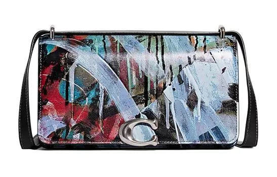 COACH Сумка Bandit из коровьей кожи, коллаборация MINT+SERF, средний размер, женская, цвет «граффити синий»