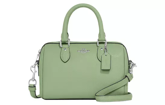 COACH Сумка Boston из кожи Cross Grain, сумка через плечо, сумка через плечо, женская, Trumpets, цвет "лазурный, травянисто-зеленый"