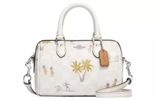 COACH Сумка-бостон Rowan Leather, на одно плечо, женская, белая, Trumpets