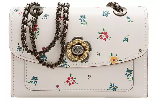 COACH Сумка-цепочка из кожи, переносная сумка через плечо, женская, меловая, белая