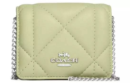 COACH Сумка-цепочка из кожи, сумка через плечо, мини-сумка женская, зеленая