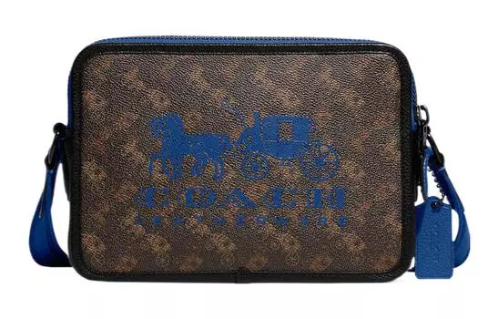 COACH Сумка Charter из холста и кожи, через плечо, мужская, среднего размера, темно-синяя