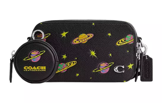 COACH Сумка Charter Pebble Leather Combo Bag, сумка на плечо, сумка через плечо, Trumpets, женская, черная