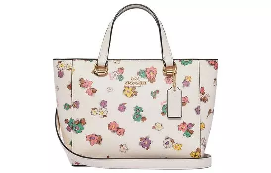 COACH Сумка через плечо Alice из плотного холста с гладкими кожаными вставками, небольшого размера, женская, белого цвета