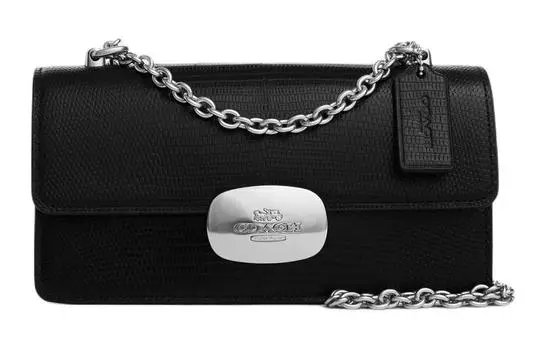 COACH Сумка через плечо Eliza из кожи, маленькая, женская, серебристо-черного цвета