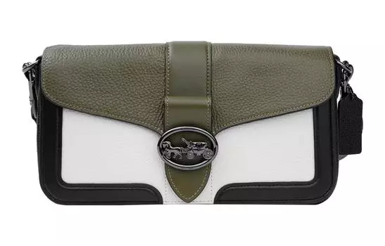 COACH Сумка через плечо Georgie Refined Pebble Leather, женская, цвет авокадо, белый, черный
