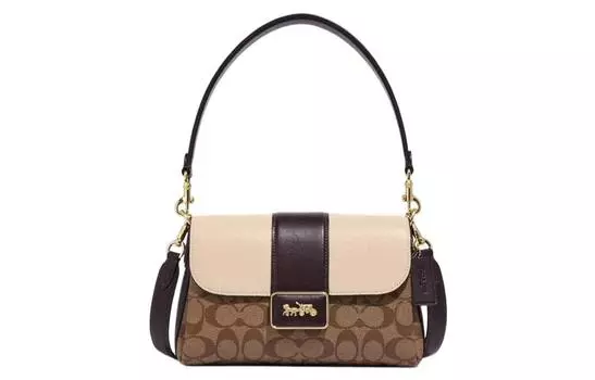COACH Сумка через плечо Grace из коровьей кожи, женская, коричневого цвета с монограммой, разноцветная