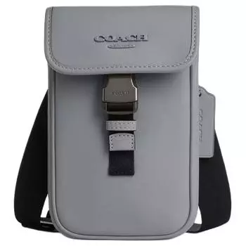 COACH Сумка через плечо из гладкой телячьей кожи, мини-сумка мужская, серо-синяя
