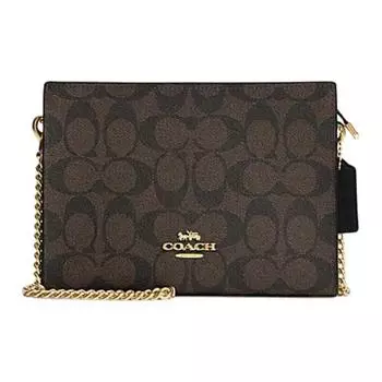 COACH Сумка через плечо из искусственной кожи с коровьим спилком, женская, коричневого и черного цветов