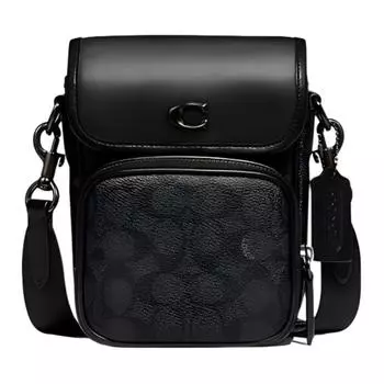 COACH Сумка через плечо из коровьей кожи, мини-сумка на плечо, мужская, черная