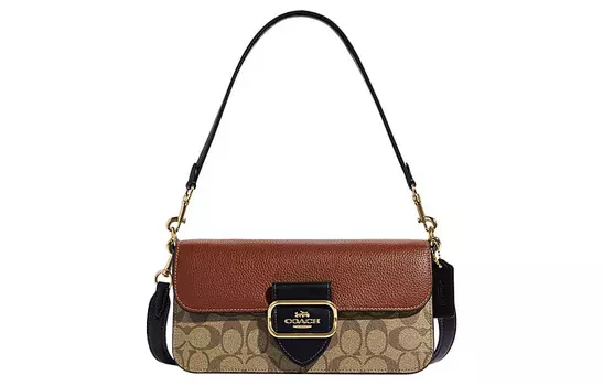 COACH Сумка через плечо из коровьей кожи, большая женская, цвета хаки и коричневого