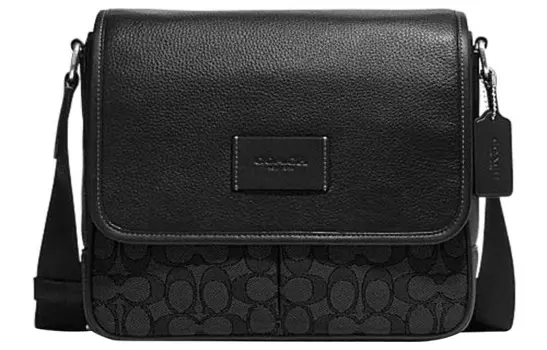 COACH Сумка через плечо из коровьей кожи с текстилем, мужская, среднего размера, черная