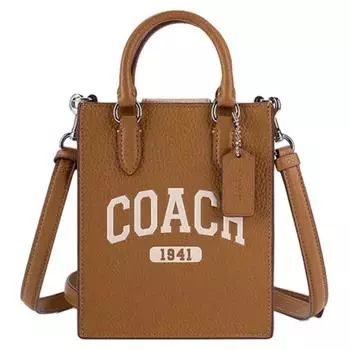 COACH Сумка через плечо из коровьей кожи, мини-сумка, женская, светло-коричневая
