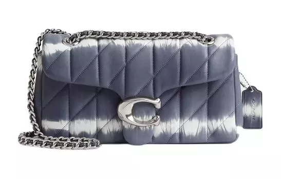 COACH Сумка через плечо из кожи полосатой наппы, среднего размера, женская, серебристая и темно-синяя, многоцветная
