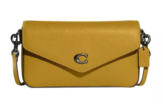 COACH Сумка через плечо из натуральной кожи Wyn Grain, женская, льняная, желтая