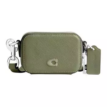 COACH Сумка через плечо из натуральной кожи, цвет оливковый, мини, мужская