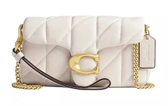COACH Сумка через плечо из овчины полосатая женская белая