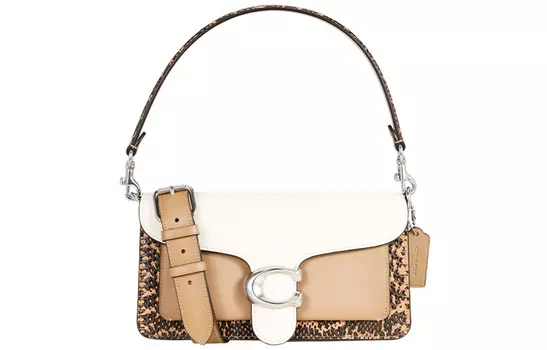 COACH Сумка через плечо из полосатой кожи, женская, розовая, белая, коричневая, разноцветная
