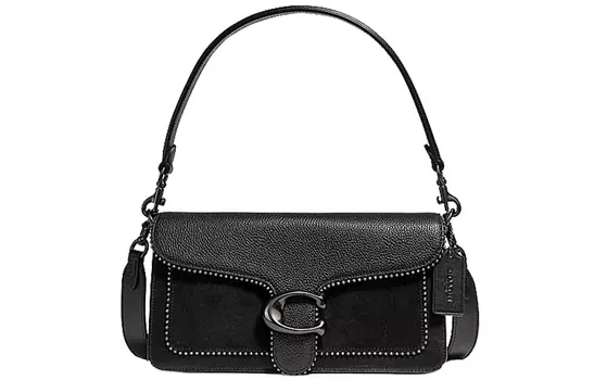 COACH Сумка через плечо из полосатой кожи, женская, черная