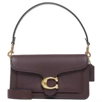 COACH Сумка через плечо из полосатой кожи, женская, среднего размера, кленово-коричневого цвета