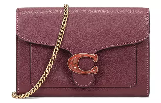 COACH Сумка через плечо из шагреневой кожи, женская, бордового цвета