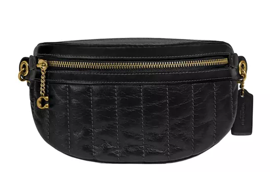COACH Сумка через плечо из стеганой кожи, женская, черная, Trumpets