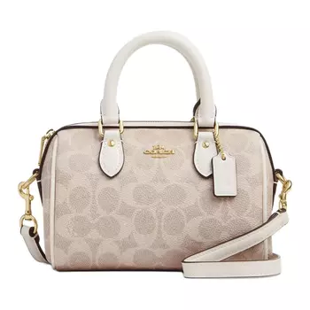 COACH Сумка через плечо из ткани Rowan Coated Canvas, женская, мини-сумка, песочно-желтого и белого цвета