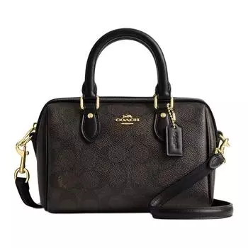 COACH Сумка через плечо из ткани Rowan Coated Canvas, сумка через плечо, женская сумка Trumpets, коричневая