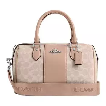 COACH Сумка через плечо из ткани Rowan Coated Canvas, женская, серебристо-песочно-серого цвета