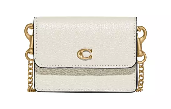 COACH Сумка через плечо из зернистой кожи, портмоне, держатель для карт, женская, белая