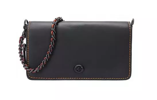 COACH Сумка через плечо изящная кожаная женская, черная
