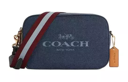 COACH Сумка через плечо Jes Fabric с коровьей кожей, среднего размера, женская, джинсовая, синяя