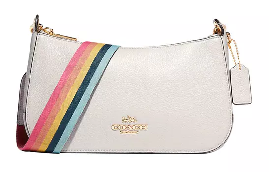 COACH Сумка через плечо Jes из зернистой кожи, размер средний, женская, белая