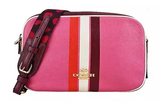 COACH Сумка через плечо Jes Leather Camera Bag, женская, розовая, многоцветная, среднего размера