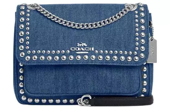 COACH Сумка через плечо Klare Denim с зернистой кожей, среднего размера, женская, джинсовая, синяя