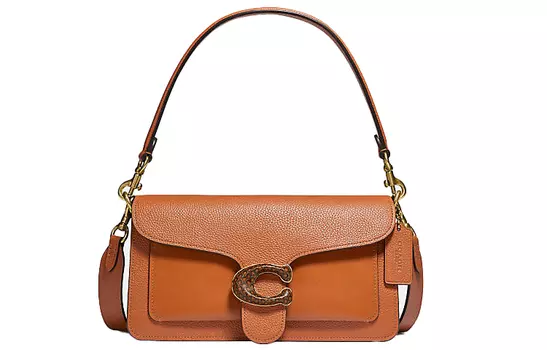 COACH Сумка через плечо, кожаная, среднего размера, женская, коричневого цвета