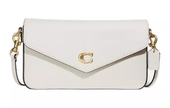 COACH Сумка через плечо, кожаная, женская, белая, мини