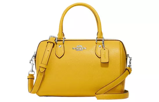 COACH Сумка через плечо Rowan Cross Grain Leather, женская, среднего размера, желтого цвета