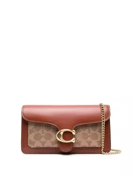 Coach сумка через плечо с логотипом, коричневый